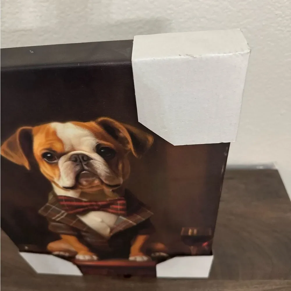 Pug Bowtie Wine Dog Portrait Wall Art Canvas Decor